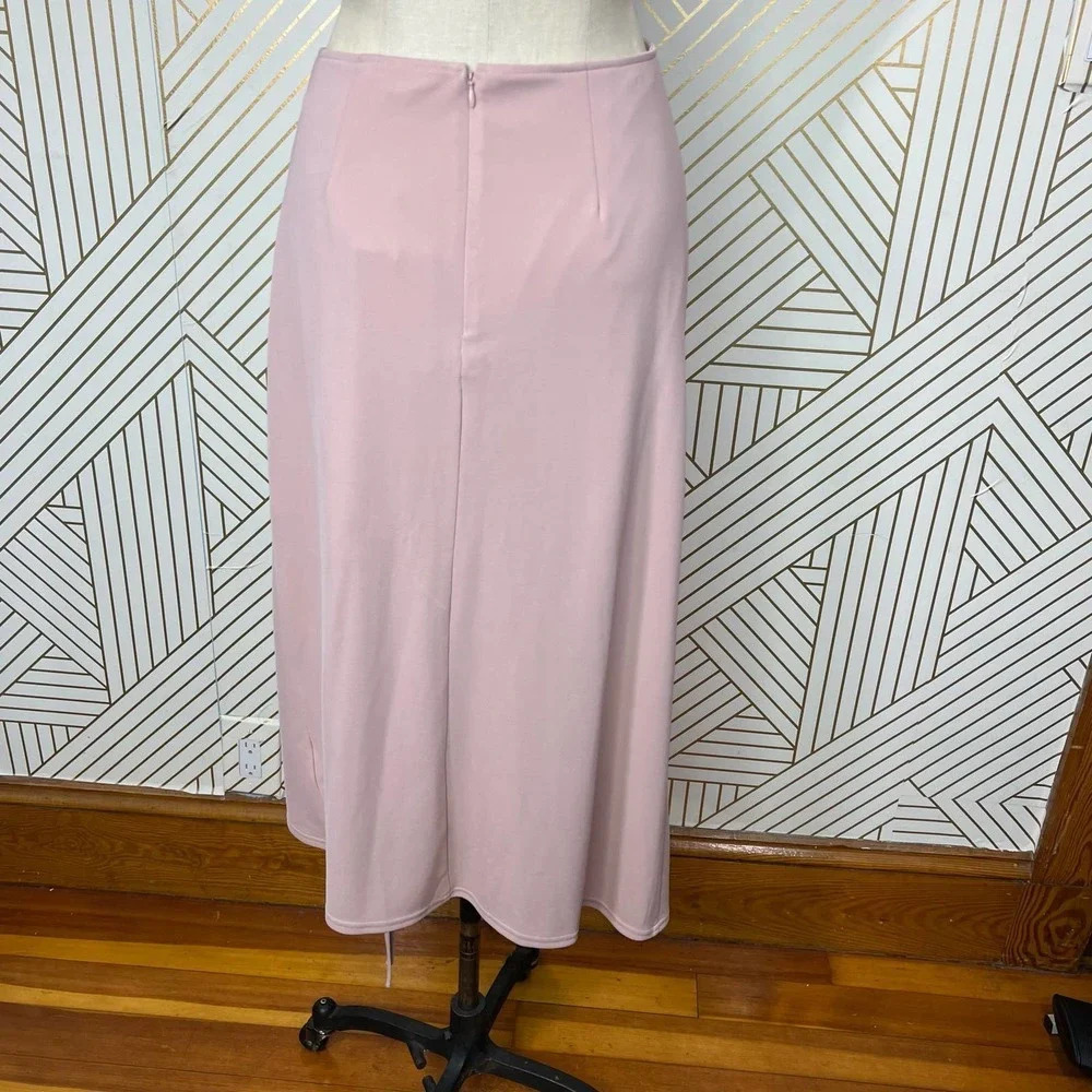 Nicholas Alice Ruched Stretch-Crepe Midi Skirt Oat Pink Size 4‎ - Picture 8 of 12